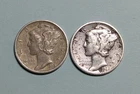 1938-S & 1939-S  Semi-Key Mercury Dimes - Average Circulated - Very Collectible