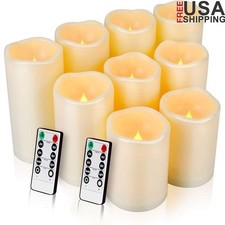 Realistic Flameless LED Candles Outdoor Waterproof W/ Remote Timer Home Decor US