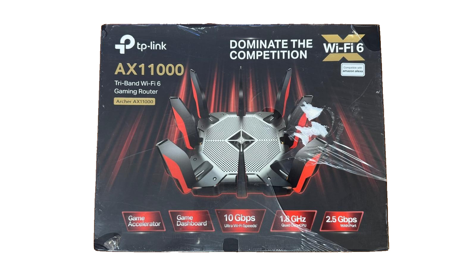 TP-LINK Archer AX11000 Tri-Band Wi-Fi 6 Gaming Router - Schwarz/Rot