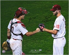 J.T. Realmuto & Zack Wheeler Philadelphia Phillies Signed 16x20 Fist Bump Photo