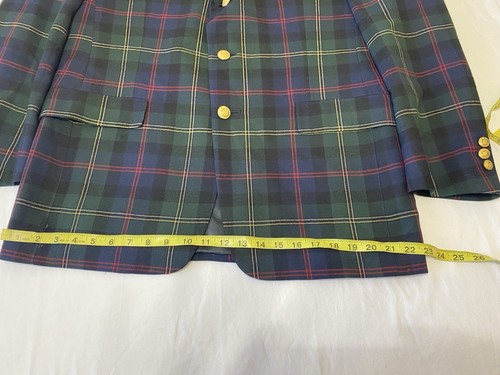 Vintage Tommy Hilfiger Green Blue Plaid Wool Blend Blazer Men’s 42 L USA MADE - Picture 5 of 22
