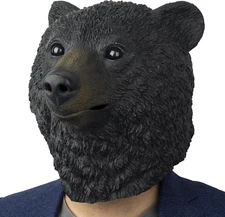 AQKILO Black Bear Mask Wild Animal Latex Full Head Realistic Masks Fancy Dress f