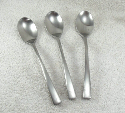 Knork Curve Collection Soup Spoon Lot of 3  Matt Satin Stainless Flatware