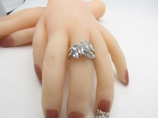 4 STONE MARQUISE LIGHT BLUE AQUAMARINE RING Sterling Silver 925 Size 9 NWT RG1