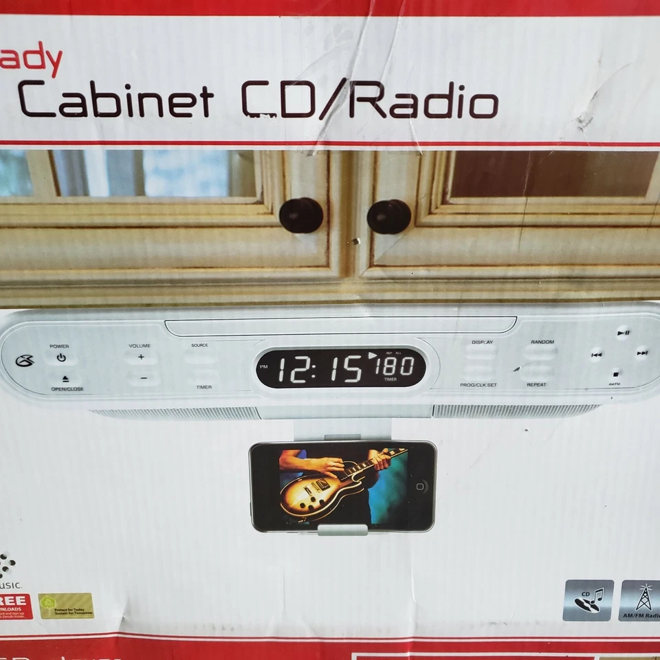 Reproductor de CD/radio MP3 GPX debajo del gabinete listo para ahorrar espacio AM/FM abatible NUEVO caja abierta  Foto 4 de 4