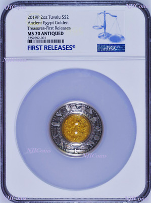 2019 Golden Treasures of Ancient 2oz .9999 Silver Antiqued $2 Coin NGC MS 70 FR
