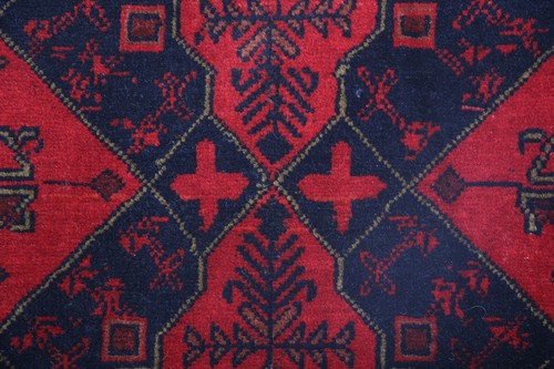 Red Blue Small Tribal Area Rug Handmade Oriental Wool Carpet Rug 49x100cm - Picture 3 of 4