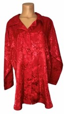 VTG NOS Victorias Secret Gold Label Red Satin Jacquard Night Shirt Nightgown P/S