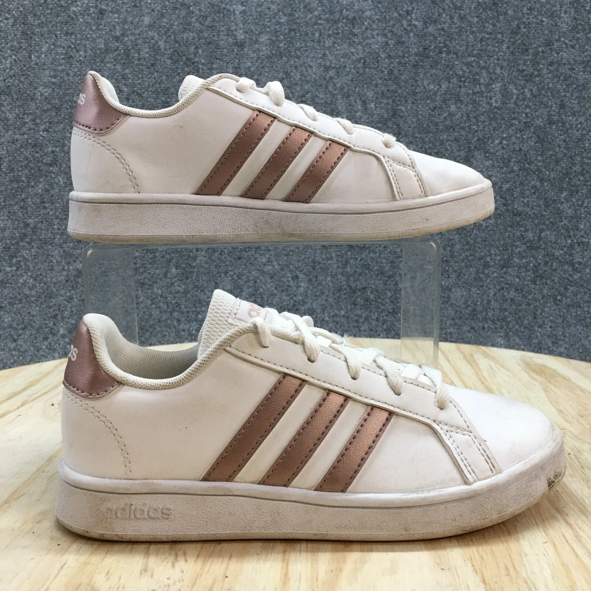Adidas Shoes Youth 1 Grand Court Casual Sneakers Pink Leather Low