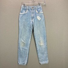 90s Vintage Girls Jeans Size 12 Gitano High Waist Mom Jeans Lace Hearts Light