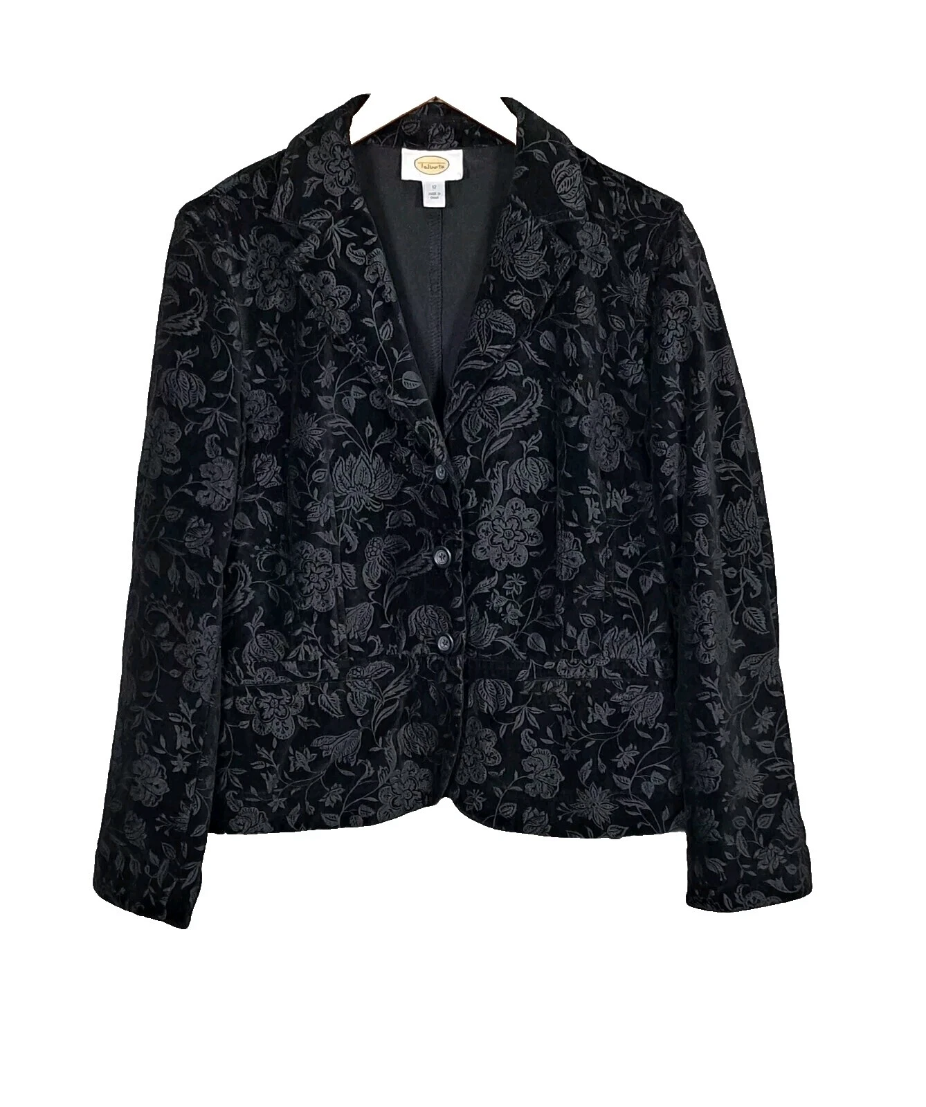 Talbots negro Floral abrigos, chaquetas y chalecos para Mujeres