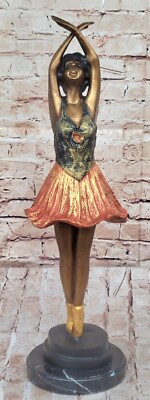 Bronze Tänzer Ballerina Bronze Statue Skulptur Figur Marmor Basis Vintage