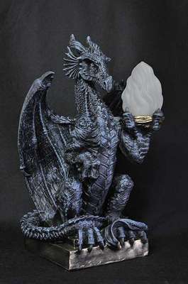 DRACHEN DRAGON LEUCHTE LAMPE TISCHLAMPE GOTHIC DECO FIGUR