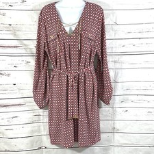 Michael Kors Dress Women’s XL Lace Up Long Sleeve Pockets Belted