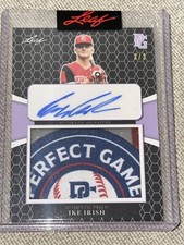 IKE IRISH 2021 Leaf Perfect Game Jersey LOGO Patch Autograph #3/3 AUBURN ORIOLES