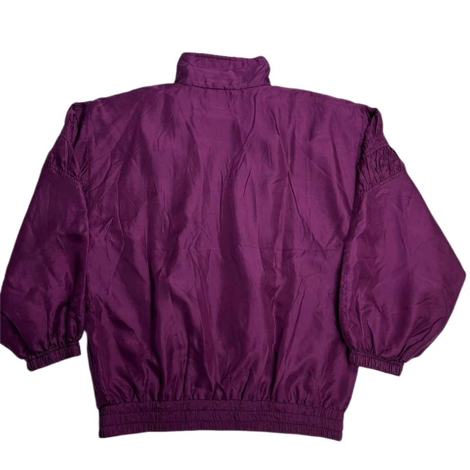 Cortavientos vintage EVR 100 % seda para mujer talla pequeña púrpura liso Foto 2 de 4