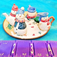 Vintage HAPPY SNOWMAN - CHRISTMAS WINTER MINI TEA SET