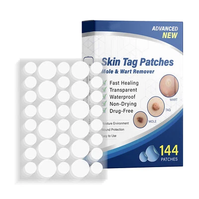 ELE_MACHAO 144pcs Skin Tag Remover Patches Quick Effective Mole Wart Removal Pad Sticker UK