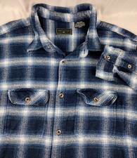 Field Stream Shirt Mens Size 2XL XXL Blue Plaid Flannel Heavy Cotton Shacket