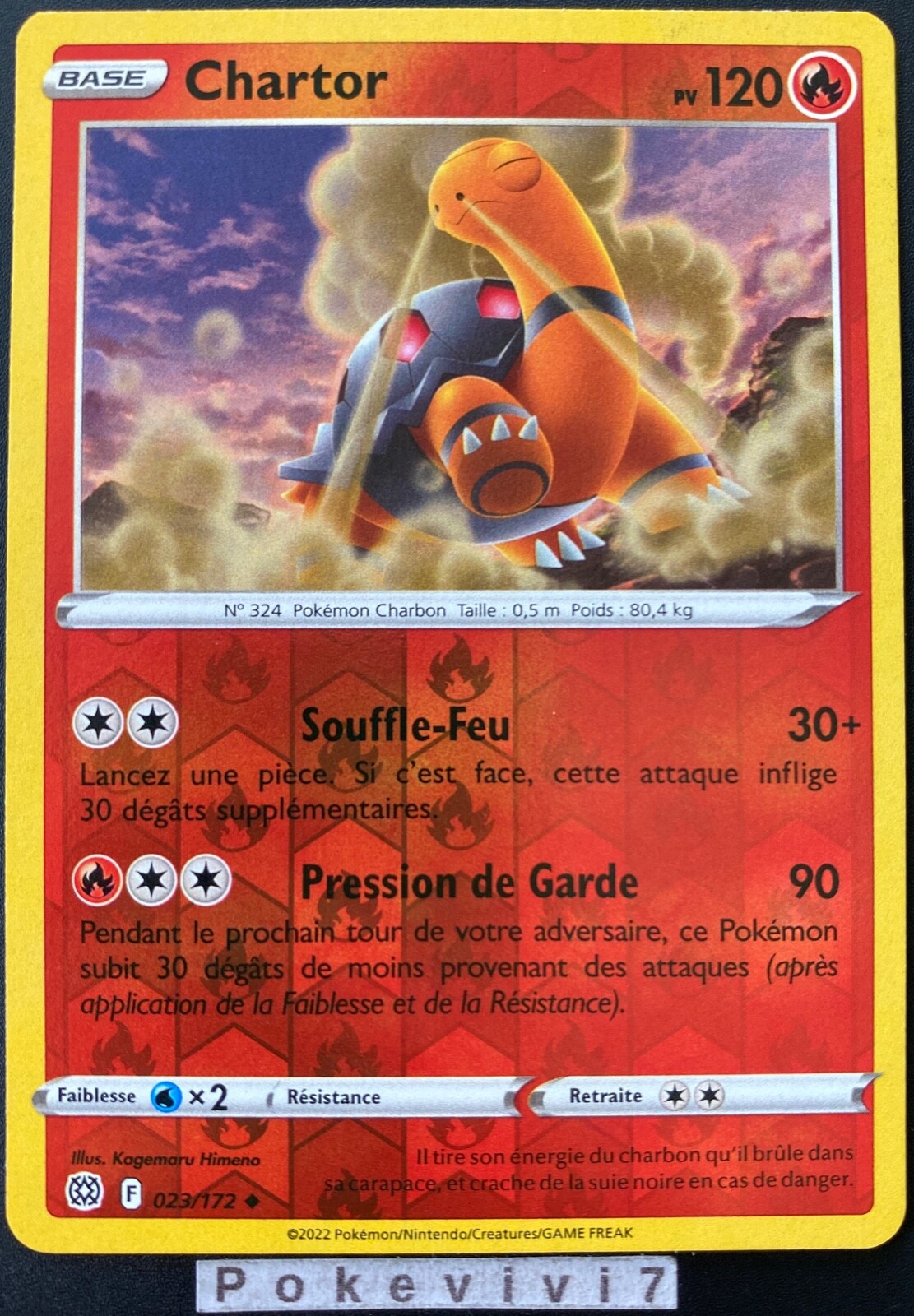 Chartor Carte Pokemon CHARTOR 023/172 REVERSE Epée et Bouclier 9 EB09 FR NEUF ...