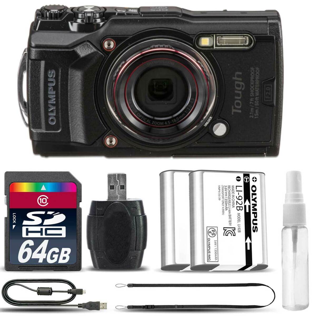 Olympus TOUGH TG-6 Digital Waterproof Camera (Black) + Extra