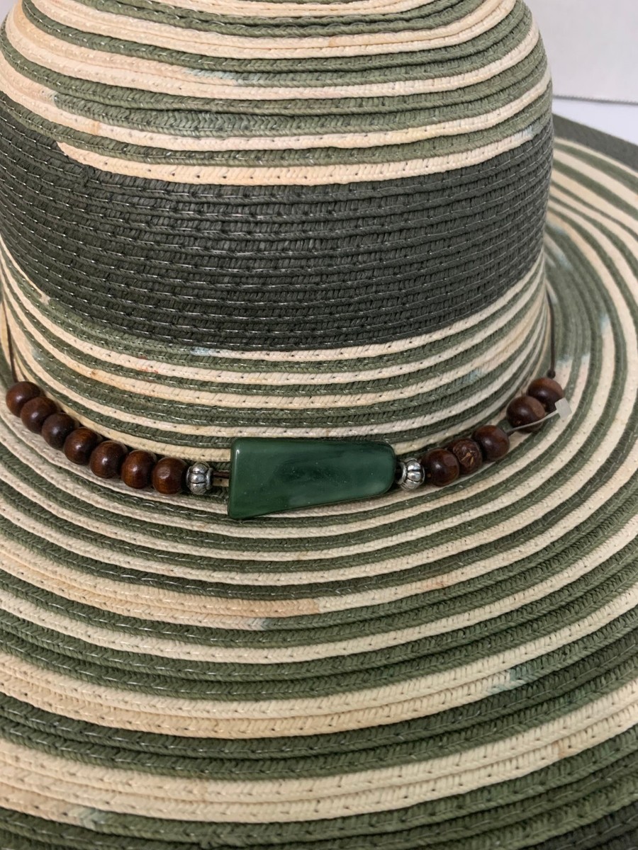 Som-Her Mexico Colorblock Straw Fedora Hat Cream Green Black Unisex O/S Boho Som-her hat - Gem main image 4