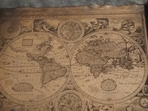 VTG- 16th Century Map of the World Reproduction 23in x 15in - Picture 2 of 2