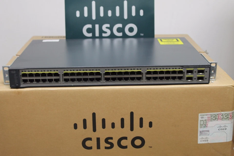Cisco Catalyst WS-C3750V2-48PS-S 48-Port PoE Switch WS-C3750-48PS-S LATEST VER - Image 2 of 4