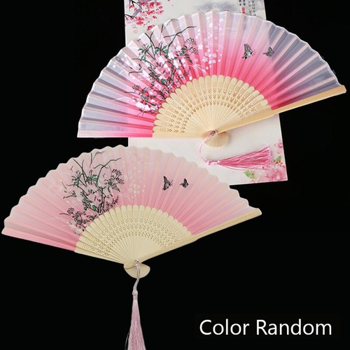 Chinese Style Folding Fan Silk Bamboo Hand Fans Wedding Party Dance Hand Held, - Picture 23 of 25