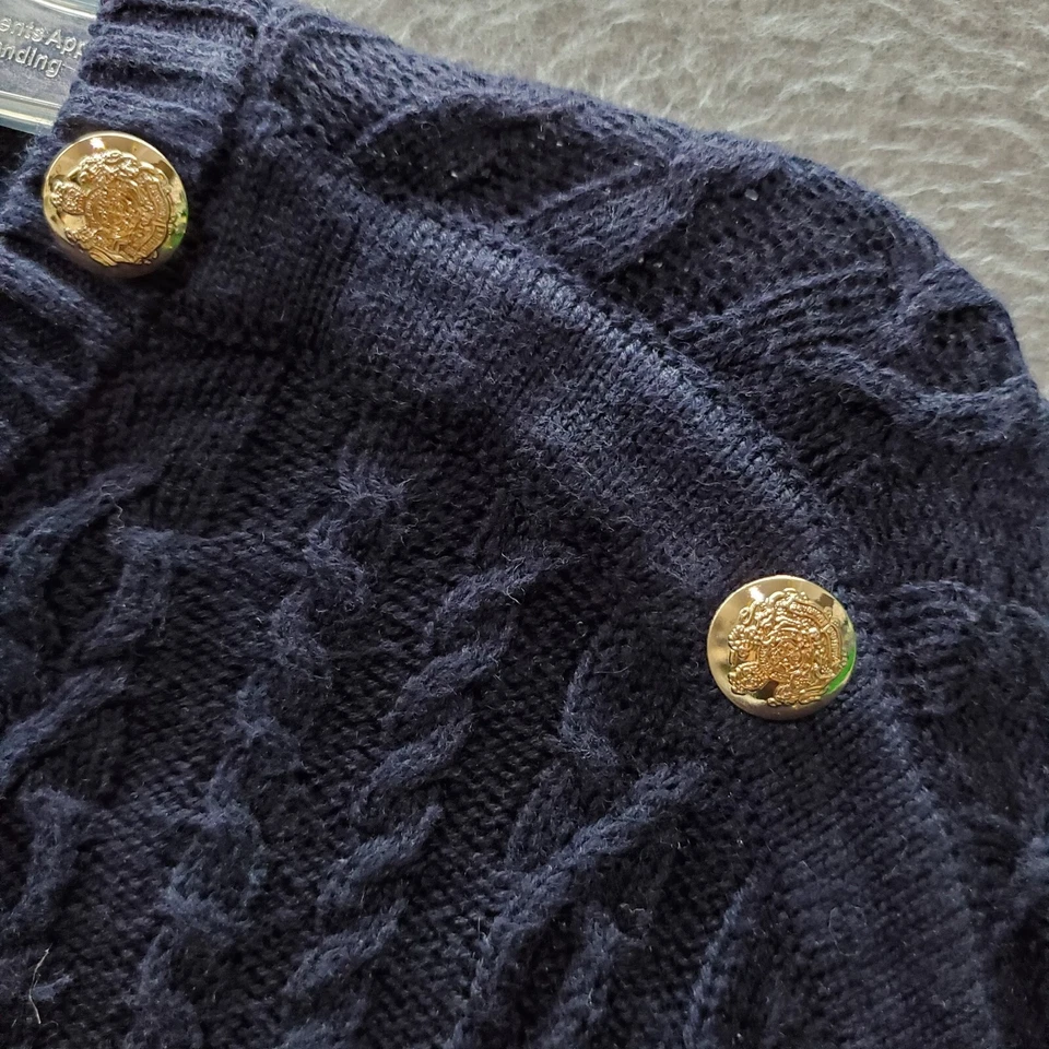 Suéter Talbots Mujer Pequeño Azul Marino Tejido con Cable Poncho Mezcla Cachemira Foto 3 de 4