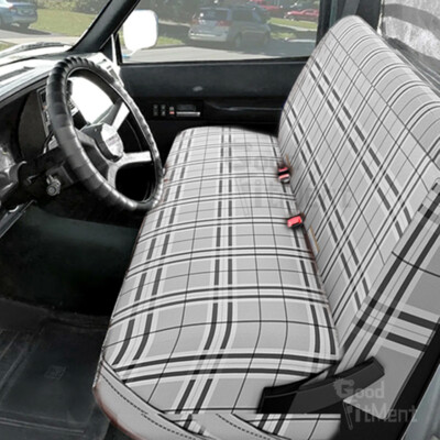Full Size Car Bench Seat Cover Front Gray & Black Plaid Truck Pickup Universal