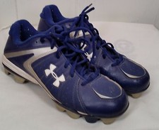 Under Armour blue white lace tie youth sports Cleats size 6Y