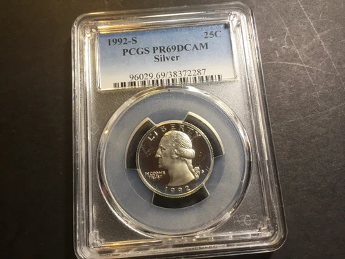 1992 S Washington 90% Silver Proof Quarter Graded PCGS PR69DCAM 100421 26ti