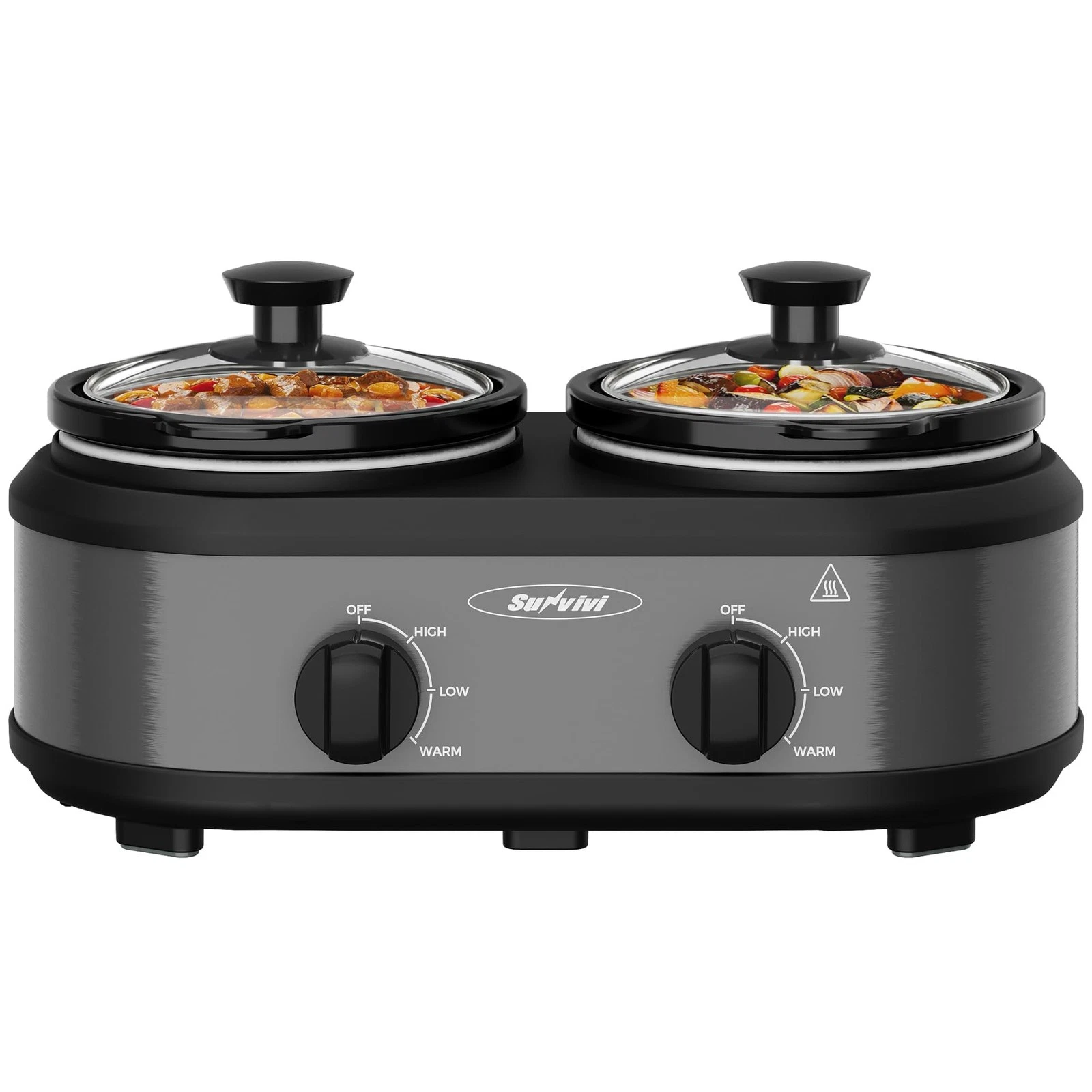 SUNVIVIPRO 2*1.25 Quarts Dual Slow Cooker, Buffet Server & Warmer w/2 Removable