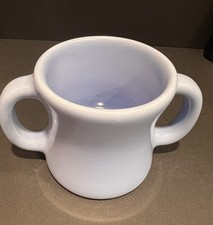 Tiffany & Co. Blue Double Handled Child's Mug Stoneware Pottery 3" Made in USA