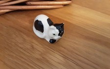 Very Small Black And White Cute Cat Ceramic Minature Ornament Knick Knack