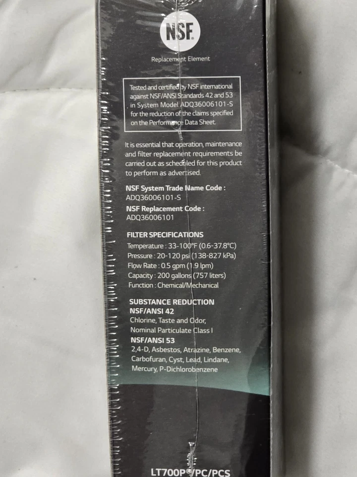Cartucho de refrigeración de repuesto de filtro de agua LG LT700P / PC / PCS genuino Foto 4 de 4