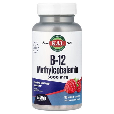 2 X KAL, B-12 Methylcobalamin, Raspberry, 5,000 mcg, 90 Micro Tablets