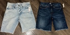 Old Navy Girls High-Rise Bermuda Built-In Tough Denim Shorts 12 LOT OF 2
