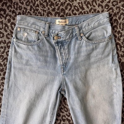 Madewell Women s Low Slung Straight Jeans With Cross Tab, Light Wash, Rare, 25