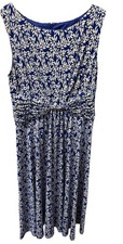 Jessica Howard Women's Size 8 Royal   Blue & White SleevelessFloral MIDI Dress