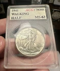 1941 Walking Liberty MS63 Accugrade Vintage Holder Awesome Coin