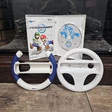 Ninetendo Mario Kart Wii Box Manal & 2 Wii Wheels Preowned