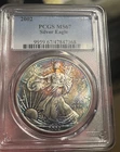 2002 Silver Eagle dollar , deeply toned  pcgs MS67