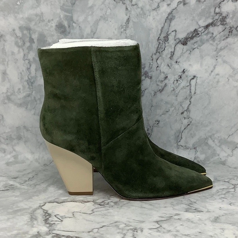 Botín Tory Burch Para Mujer 8 M Gamuza Oliva Cuero Lila Punta K1-6 Foto 3 de 4