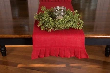 Red 60" Table Runner with Ruffled Ends