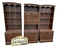 67246 3 Section Ethan Allen Wall Unit Bookcase Cabinet