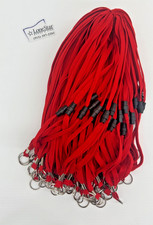 2000 Bulk Red Breakaway Lanyards 3/8" Flat Neck Strap Split Ring ID Badge Holder