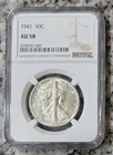 1941 50C Walking Liberty Half Dollar, NGC Grade AU-58 Philadelphia Mint