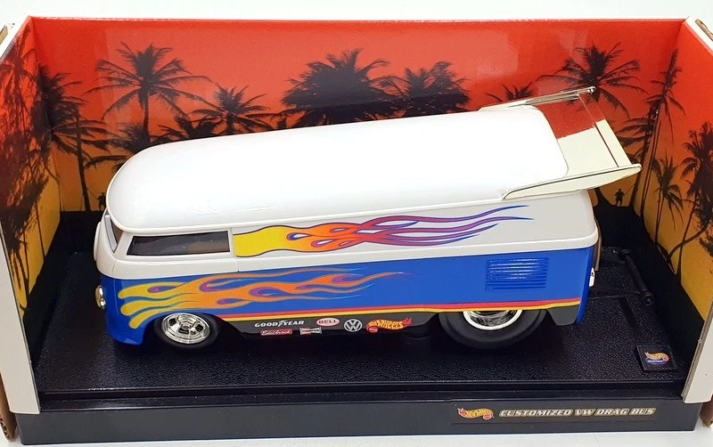 Hot Wheels 1/18 Scale Diecast 26416 - Customized VW Drag Bus Flames - Image 4 of 4